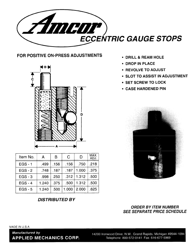 Eccentric Guage Stops